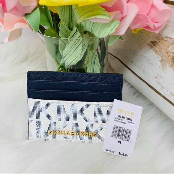 Michael Kors leather navy card holder blue white - Picture 2 of 6